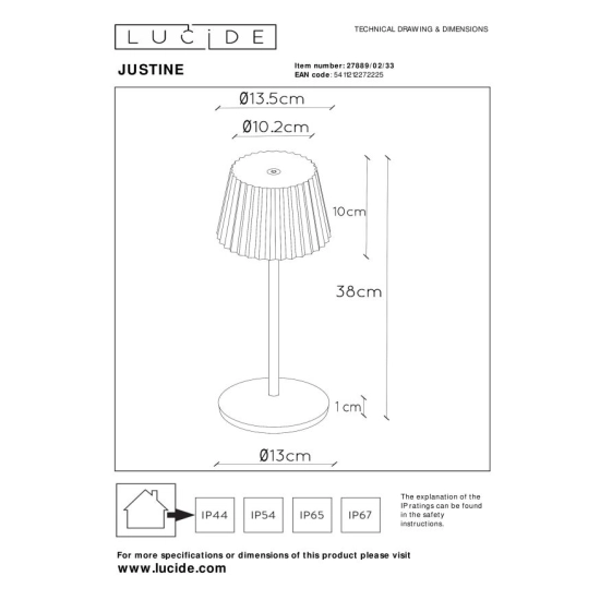 Lampa stojąca 3000K IP54 LED JUSTIN 27889/02/38 Lucide - zdjęcie dodatkowe 3